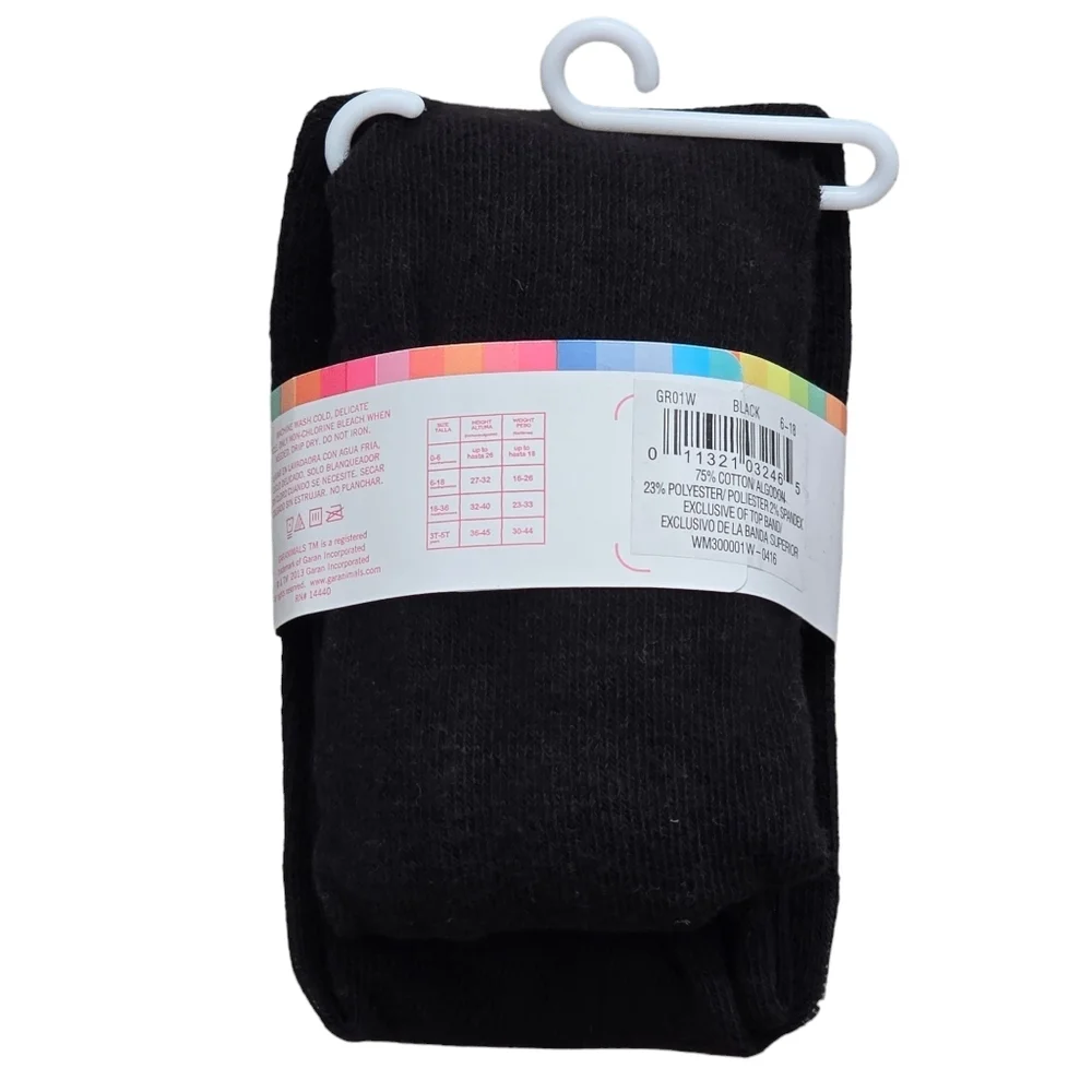 Garanimals Baby Girl 6 18 months Black Pair Heavyweight Cotton Tights New